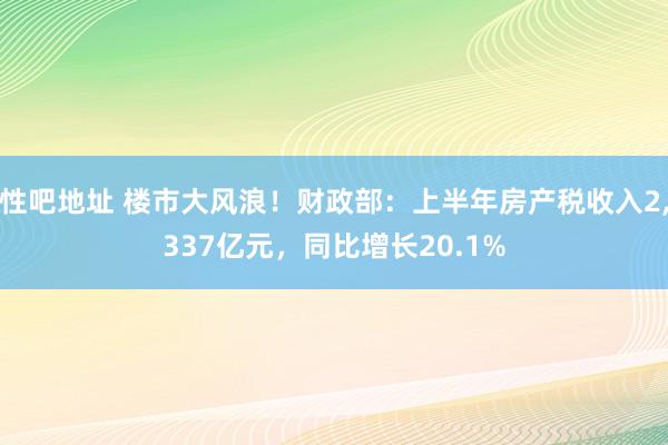 性吧地址 楼市大风浪！财政部：上半年房产税收入2，337亿元，同比增长20.1%