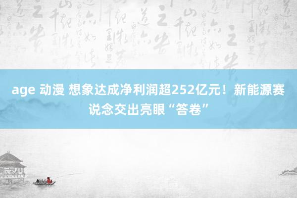 age 动漫 想象达成净利润超252亿元！新能源赛说念交出亮眼“答卷”