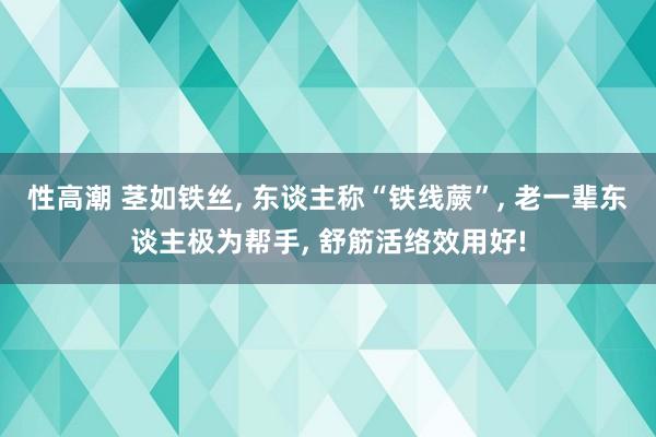 性高潮 茎如铁丝， 东谈主称“铁线蕨”， 老一辈东谈主极为帮手， 舒筋活络效用好!