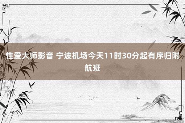 性爱大师影音 宁波机场今天11时30分起有序归附航班