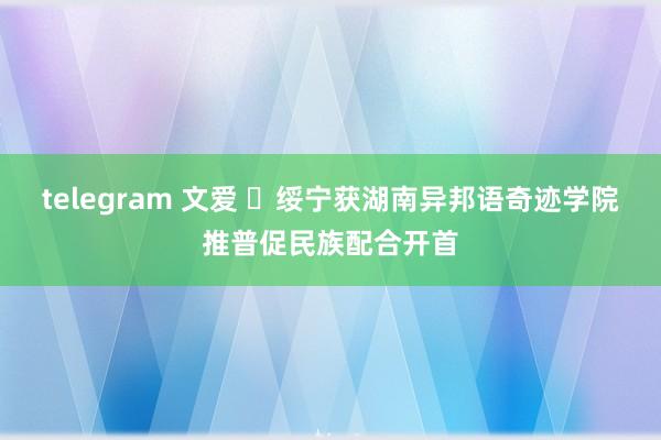 telegram 文爱 ​绥宁获湖南异邦语奇迹学院推普促民族配合开首